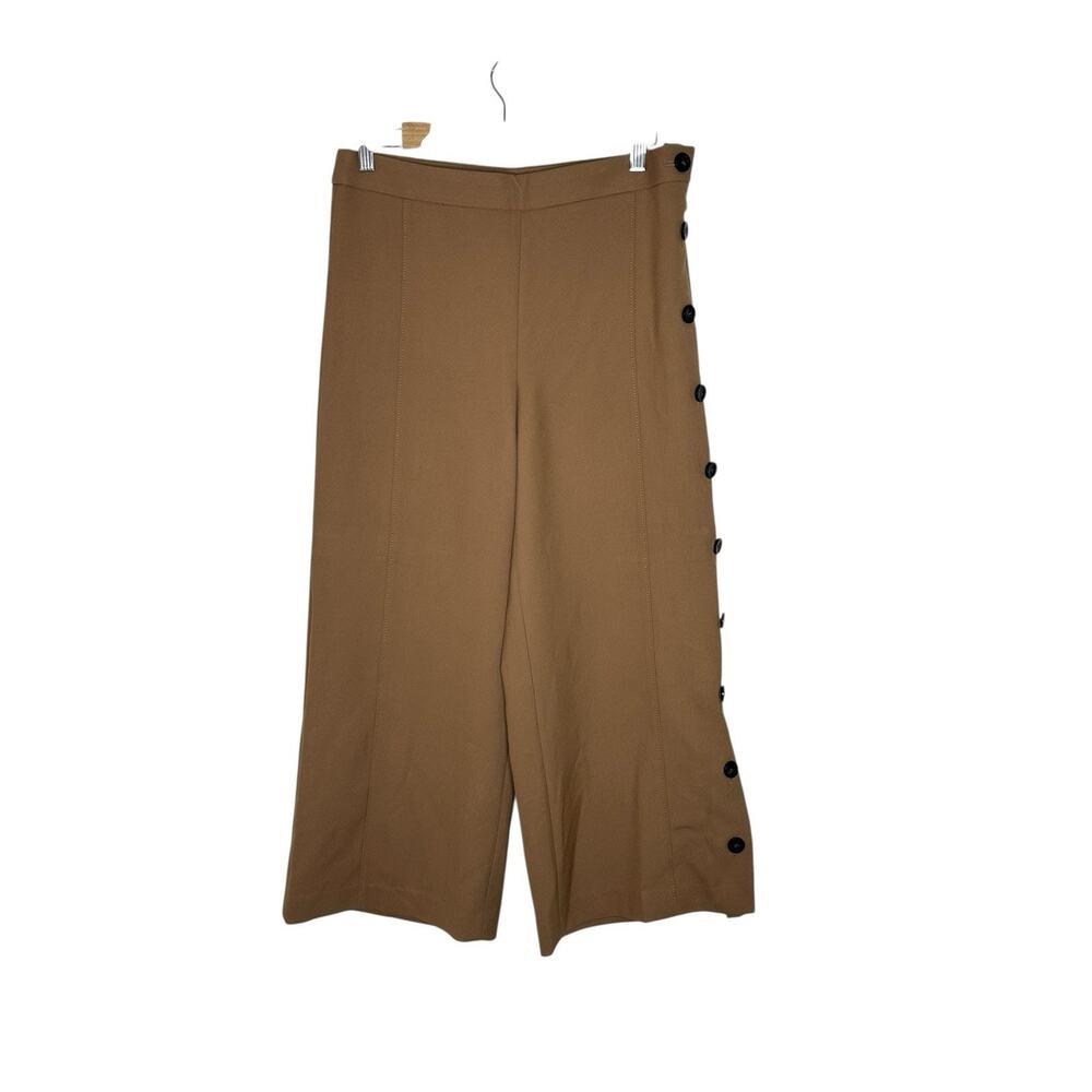 Ann Taylor Wide Leg Button Side Pants in Brown